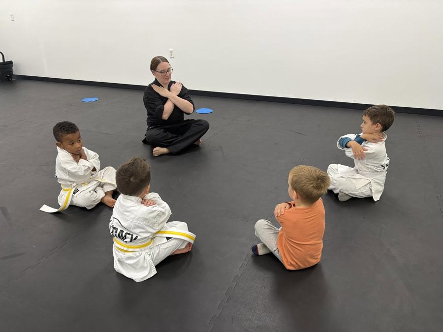 Mrs. Kena teaching a small preschool karate class at Legacy Martial Arts